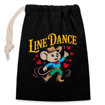 Line Dance Maus lustige Maus tanzt Linedance - Verschließbarer Geschenkbeutel aus Baumwolle (14x20cm) - Schwarz - Vorne
