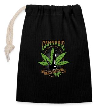 Cannabis Medical Herb IV - Closable cotton gift bag (14x20cm) - black - Front