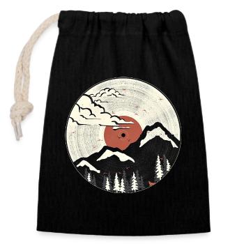 Mountain Sound Graphic - Closable cotton gift bag (14x20cm) - black - Front