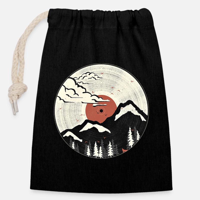 Mountain Sound Graphic - Closable cotton gift bag (14x20cm) - black
