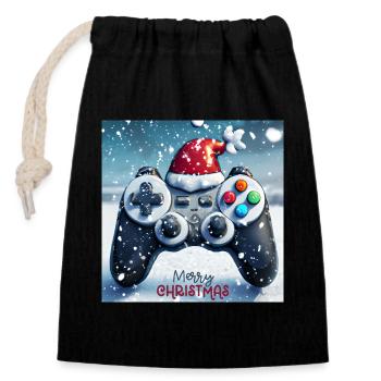 Joyeux Noël - Sac cadeau en coton avec cordon (14 x 20 cm) - noir - Devant