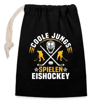 coole jungs spielen eishockey eishockeyspieler - Verschließbarer Geschenkbeutel aus Baumwolle (14x20cm) - Schwarz - Vorne