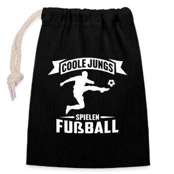 coole jungs spielen fußball fußballer kinder - Verschließbarer Geschenkbeutel aus Baumwolle (14x20cm) - Schwarz - Vorne