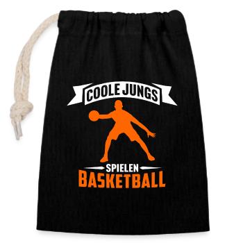 coole jungs spielen basketball basketballer jungs - Verschließbarer Geschenkbeutel aus Baumwolle (14x20cm) - Schwarz - Vorne
