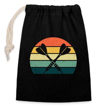 Fléchettes rétro t-shirt dart - Sac cadeau en coton avec cordon (14 x 20 cm) - noir - Devant