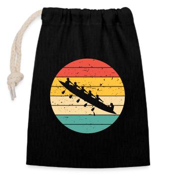 Retro rowing rowing boat vintage rowing - Closable cotton gift bag (14x20cm) - black - Front