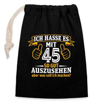 45 Jahre Geschenk 45. Geburtstag Lustig Geschenk - Verschließbarer Geschenkbeutel aus Baumwolle (14x20cm) - Schwarz - Vorne
