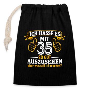 35 Jahre Geschenk 35. Geburtstag Lustig Geschenk - Verschließbarer Geschenkbeutel aus Baumwolle (14x20cm) - Schwarz - Vorne