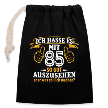 85 Jahre Geschenk 85. Geburtstag Lustig Geschenk - Verschließbarer Geschenkbeutel aus Baumwolle (14x20cm) - Schwarz - Vorne
