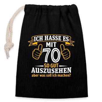 70 Jahre Geschenk 70. Geburtstag Lustig Geschenk - Verschließbarer Geschenkbeutel aus Baumwolle (14x20cm) - Schwarz - Vorne