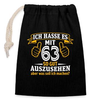 63 Jahre Geschenk 63. Geburtstag Lustig Geschenk - Verschließbarer Geschenkbeutel aus Baumwolle (14x20cm) - Schwarz - Vorne