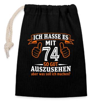 74 Jahre Geschenk 74. Geburtstag Lustig Geschenk - Verschließbarer Geschenkbeutel aus Baumwolle (14x20cm) - Schwarz - Vorne