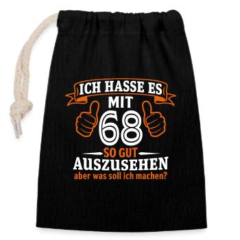 68 Jahre Geschenk 68. Geburtstag Lustig Geschenk - Verschließbarer Geschenkbeutel aus Baumwolle (14x20cm) - Schwarz - Vorne