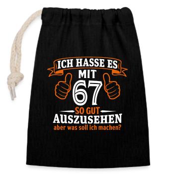 67 Jahre Geschenk 67. Geburtstag Lustig Geschenk - Verschließbarer Geschenkbeutel aus Baumwolle (14x20cm) - Schwarz - Vorne