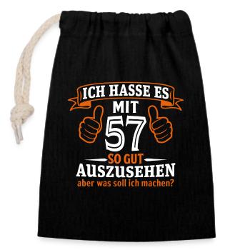 57 Jahre Geschenk 57. Geburtstag Lustig Geschenk - Verschließbarer Geschenkbeutel aus Baumwolle (14x20cm) - Schwarz - Vorne