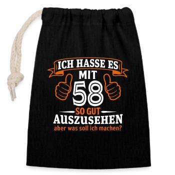 58 Jahre Geschenk 58. Geburtstag Lustig Geschenk - Verschließbarer Geschenkbeutel aus Baumwolle (14x20cm) - Schwarz - Vorne
