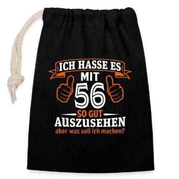 56 Jahre Geschenk 56. Geburtstag Lustig Geschenk - Verschließbarer Geschenkbeutel aus Baumwolle (14x20cm) - Schwarz - Vorne