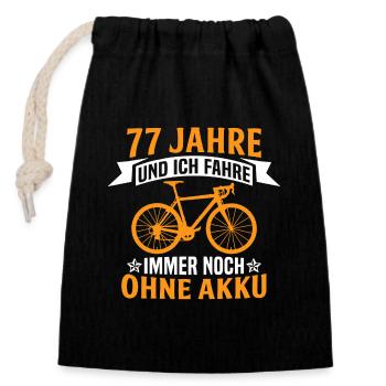 77. Geburtstag radfahrer fahrrad 77 jahre rennrad - Verschließbarer Geschenkbeutel aus Baumwolle (14x20cm) - Schwarz - Vorne