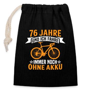 76. Geburtstag radfahrer fahrrad 76 jahre rennrad - Verschließbarer Geschenkbeutel aus Baumwolle (14x20cm) - Schwarz - Vorne