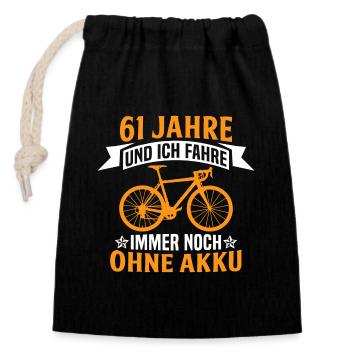 61. Geburtstag radfahrer fahrrad 61 jahre rennrad - Verschließbarer Geschenkbeutel aus Baumwolle (14x20cm) - Schwarz - Vorne