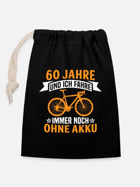 60. Geburtstag radfahrer fahrrad 60 jahre rennrad - Verschließbarer Geschenkbeutel aus Baumwolle (14x20cm) - Schwarz