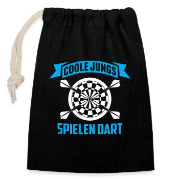 coole jungs spielen dart dartspieler spruch - Verschließbarer Geschenkbeutel aus Baumwolle (14x20cm) - Schwarz - Vorne