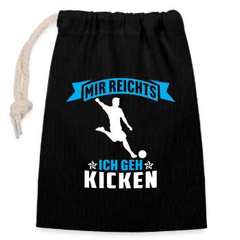 mir reichts ich geh kicken fußball fußballer - Verschließbarer Geschenkbeutel aus Baumwolle (14x20cm) - Schwarz - Vorne