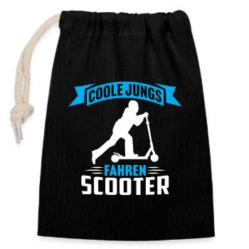 Coole jungs fahren scooter roller tretroller - Verschließbarer Geschenkbeutel aus Baumwolle (14x20cm) - Schwarz - Vorne