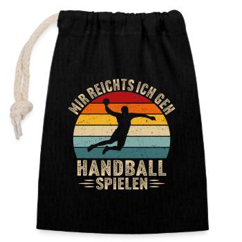 mir reichts ich geh handball spielen - Verschließbarer Geschenkbeutel aus Baumwolle (14x20cm) - Schwarz - Vorne