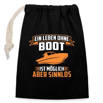 ein leben ohne boot ist möglich aber sinnlos - Verschließbarer Geschenkbeutel aus Baumwolle (14x20cm) - Schwarz - Vorne