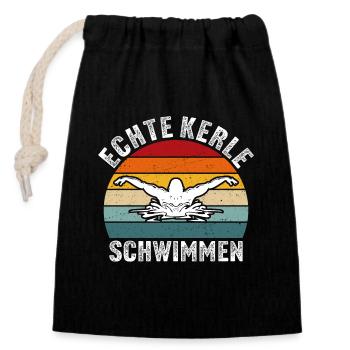 Echte kerle Schwimmen t-shirt schwimmer - Verschließbarer Geschenkbeutel aus Baumwolle (14x20cm) - Schwarz - Vorne