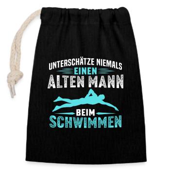 Alten mann beim schwimmen t-shirt schwimmer - Verschließbarer Geschenkbeutel aus Baumwolle (14x20cm) - Schwarz - Vorne