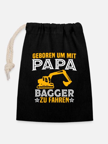 Geboren um mit papa bagger zu fahren baggerfahrer - Verschließbarer Geschenkbeutel aus Baumwolle (14x20cm) - Schwarz