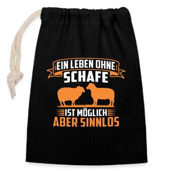 ein leben ohne schafe ist möglich aber sinnlos - Verschließbarer Geschenkbeutel aus Baumwolle (14x20cm) - Schwarz - Vorne