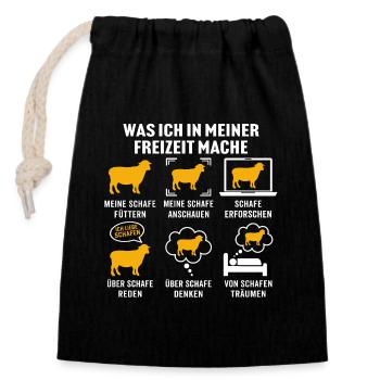 Was ich in meiner freizeit mache meine schafe - Verschließbarer Geschenkbeutel aus Baumwolle (14x20cm) - Schwarz - Vorne