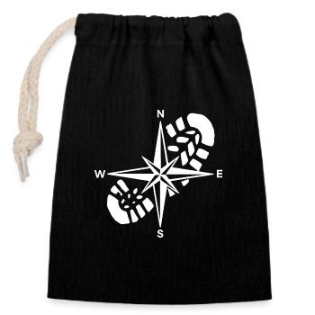 T-shirt randonneur boussole de randonnée - Sac cadeau en coton avec cordon (14 x 20 cm) - noir - Devant
