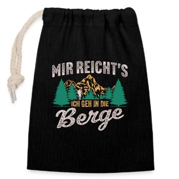 Mir reichts ich geh in die berge wandern - Verschließbarer Geschenkbeutel aus Baumwolle (14x20cm) - Schwarz - Vorne
