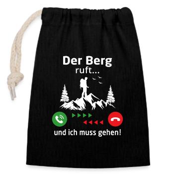Der Berg ruft und ich muss gehen t-shirt wandern - Verschließbarer Geschenkbeutel aus Baumwolle (14x20cm) - Schwarz - Vorne