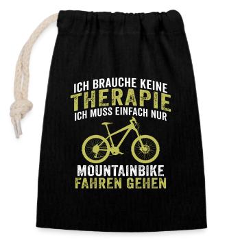 ich muss einfach nur mountainbike fahren gehen - Verschließbarer Geschenkbeutel aus Baumwolle (14x20cm) - Schwarz - Vorne