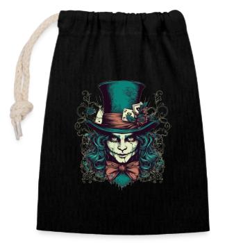Creepy Hatter with Green Hair - Closable cotton gift bag (14x20cm) - black - Front