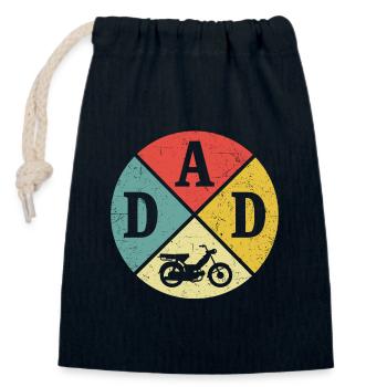retro dad moped father moped moped rider - Closable cotton gift bag (14x20cm) - navy - Front