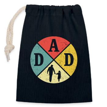 Father and daughter Retro Dad and daughter - Closable cotton gift bag (14x20cm) - navy - Front