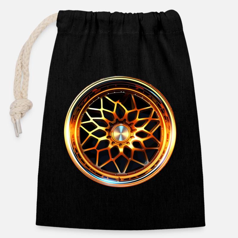 Car Rim - Closable cotton gift bag (14x20cm) - black