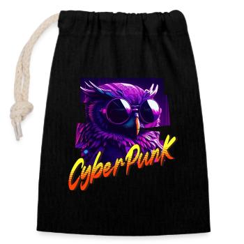 Cyberpunk Owl - Closable cotton gift bag (14x20cm) - black - Front
