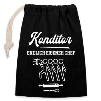 Konditor Chef Selbstständigkeit Bäckerei Meister - Verschließbarer Geschenkbeutel aus Baumwolle (14x20cm) - Schwarz - Vorne