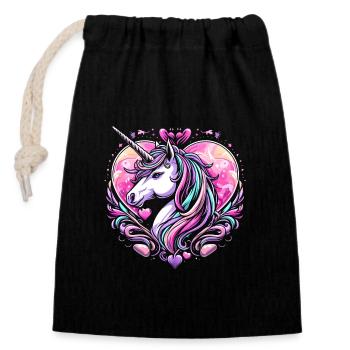 LICORNE CONTE DE FÉES PRINCESSE CHÂTEAU MAGIQUE CRÉATIF - Sac cadeau en coton avec cordon (14 x 20 cm) - noir - Devant