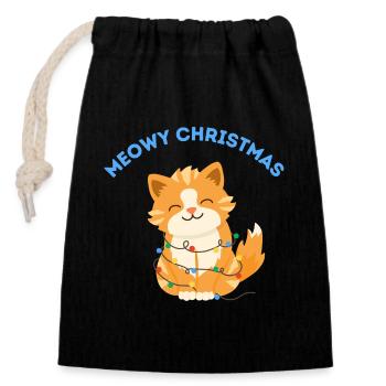Meowy Christmas - Closable cotton gift bag (14x20cm) - black - Front