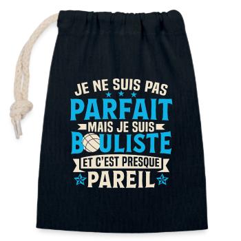 je suis bouliste - Sac cadeau en coton avec cordon (14 x 20 cm) - bleu marine - Devant