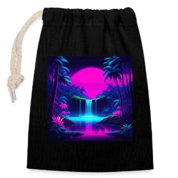 Neon Waterfall - Closable cotton gift bag (14x20cm) - black - Front