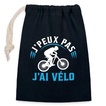 j'peux pas j'ai vélo tout terrain - Sac cadeau en coton avec cordon (14 x 20 cm) - bleu marine - Devant